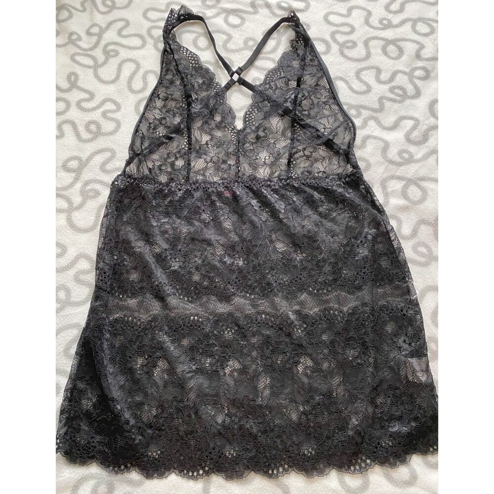 Avidlove Women's Lingerie Large Black Chemise Lace Dress Deep V‎ Halter Bodysuit
